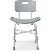 Medline Shower Chair Bath Bench with Back, Supports up to 550 lb, Safe and Comfortable Baths and Showers, Non-Slip Rubber Feet, Back for Extra Support