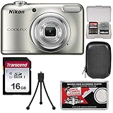 Nikon Coolpix A10 Digital Camera (Silver) with 16GB Card + Case + Tripod + Kit
