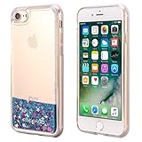 iPhone 7 Floating Liquid Case, ESEEKGO Glitter Sparkle Case for iphone 7 Soft Cover TPU Bumper 3D Bling Case (Blue)