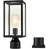 Windben Large 15 inch Dusk to Dawn Outdoor Post Light,Waterproof Cast Aluminium Lamp Post Light Fixture,Post Lantern with Pie