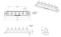 Blue Sea Systems 2126 250 Amp MaxiBus BusBar with 6