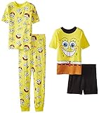 SpongeBob SquarePant Big Boys' Funny Faces Four-Piece Pajama Set