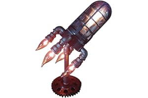 Osuner Steampunk Rocket Lamp, LED Night Light, Retro Simulation Flame LED Rocket Lights, for Kids Toy Gift Living Room Bedroom Cafe Decor