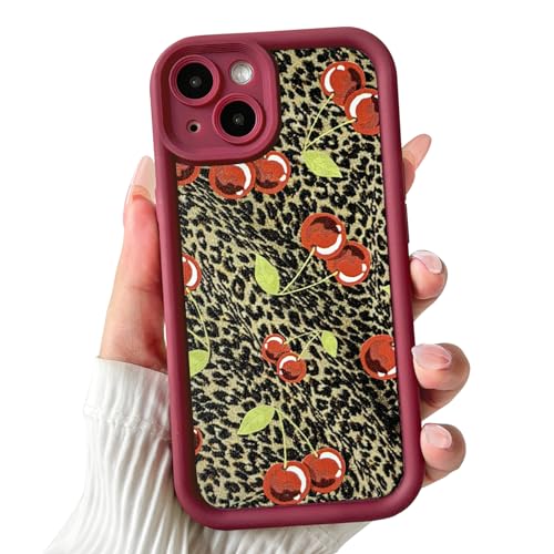 Lovmooful for iPhone 14 Plus Case Cute Cherry with Leopard-Wine Red at Amazon
