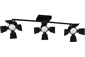 BRICOSMOCON Track Lighting Fixtures Ceiling, Black Track Lighting with Rotatable Heads, 3 Way Track Ceiling Light, Vintage Industrial Track Light for Kitchen/Living Room/Bedroom,GU10 Bulb Not Included