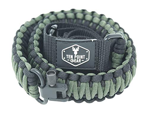 Ten Point Gear Gun Sling Paracord 550 Adjustable w/Swivels (Multiple Color Options) (Black & OD - Olive Drab Green)