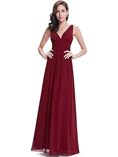 Ever-Pretty A-línea Largo Vestido de Fiesta Corte Imperio Cuello en V sin Mangas para Mujer 09016