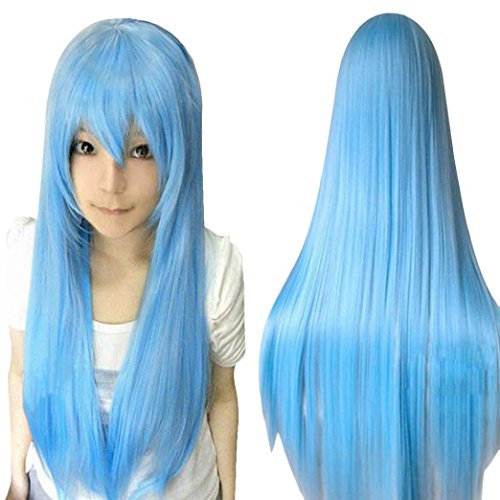 DEESEE 80CM Long Straight Wig Multicolor Heat Resistant Full Cosplay wig