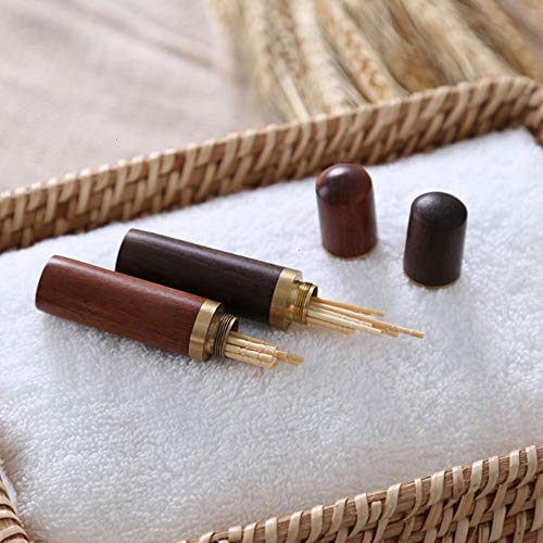 Toothpick Dispenser, 2 Pack Mini Toothpick Holder Portable Toothpicks Box Pocket Case Handmade Craft Outdoor Use