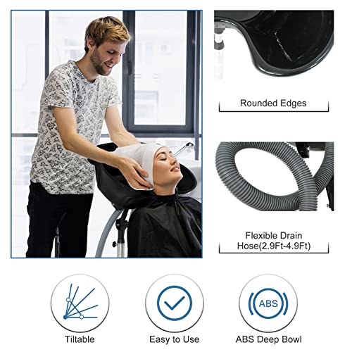 Height Adjustable Portable Salon Deep Shampoo Basin Sink Hair Treatment