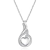 Cremation Jewelry 925 Sterling Silver Teardrop Urn Necklace for Ashes Heart Shape Memorial Keepsake Pendant for Human Ashes for Women Gift