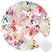 Wknoon Round Gaming Mouse Pad Custom Design, Romantic Pink Flowers Vintage Watercolor Floral Pattern Circular Mouse Pads, 8
