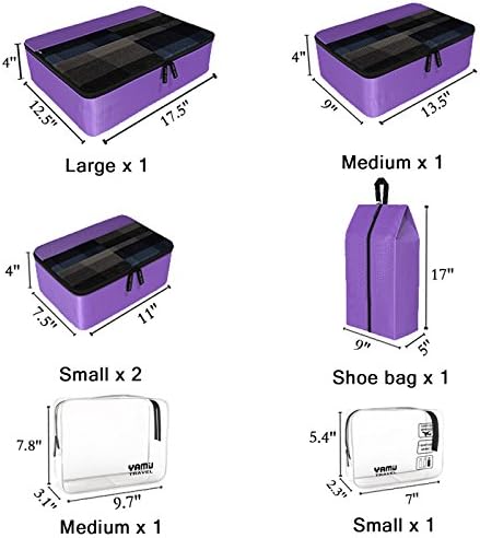YAMIU Packing Cubes 7-Pcs Travel Organizer Accessories with Shoe Bag and 2 Toiletry Bags(Purple) 5 YAMIU Packing Cubes 7-Pcs Travel Organizer Accessories with Shoe Bag and 2 Toiletry Bags(Purple)