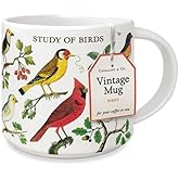 CAVANILLI & CO. Vintage Bird Design Mug, 14oz, Dishwasher and Microwave Safe, Decorative Gift Box Included