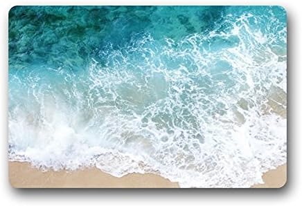 Heymats Novelty Design Custom Beach Shore Wave Sea Water Doormat Machine-washable Floor/Bath Decor Mats Rug