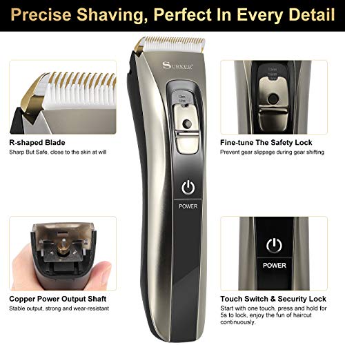 Aiemok Cortapelos Profesional, Ultra silenciosa Recortadora de Barba y Pelo, Recargable Máquina Cortar Pelo Cuchilla Titanio Cortapelos Hombre con 4 Ajustes de Longitud, Pantalla LCD, Traje Familiar