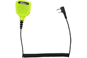 KEYBLU Waterproof Shoulder Speaker Mic 2 Pin Two Way Radio Microphone with 3.5mm Audio Jack Compatible with BaoFeng GT-5R / UV-5R, BTECH, Kenwood, Retevis Radios Walkie Talkie (for Kenwood, Green)