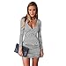 Englady Fashion Striped Deep V Neck Ruched Front Cross Bodycon Mini Dress