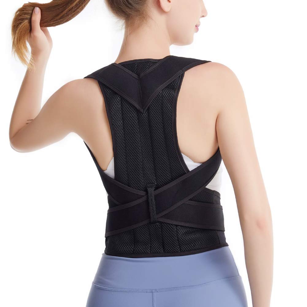 AnNido Pinal Cord Posture Support Brace for Men and Women, Posture Corrector for Back, Shoulder, Spinal, Relief Neck and Shoulder Pain by Posture Trainer (Size: L) (Black)