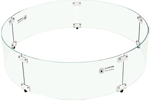 APROMISE Fire Pit Glass Guard - 33" x 7" Round | Tempered Glass Wind Guard with Aluminum Bracket & Rubber Feet