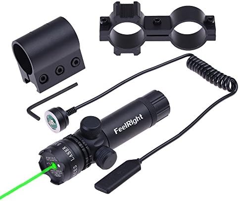 FeelRight Green Dot Adjustable Sight Scope with On/off Switch + Picatinny/Weaver Mounts + Barrel Mount