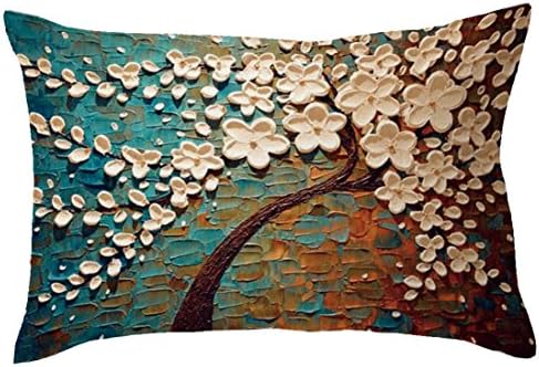 Xiting Oil Painting Large Tree Decorate Cotton Linen Rectangle Throw Pillow Case Cushion Cover Home Sofa Decorative 18 X 18 Inch (Q)