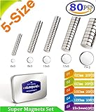 Refrigerator Magnets 80PACK 5-Sizes,Crafts Magnets,Dry Erase Board Magnets, for Office Multi-Use Fridge Round Disc Science Whiteboard Map Magnetic Pins Sliver DIY Resin Fun Decorative Decoration