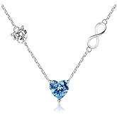 E Love Heart Necklace 14K White Gold Plated Infinity Pendant Necklace, Birthday Anniversary Jewelry Gifts for Women Wife Mom Girlfriend