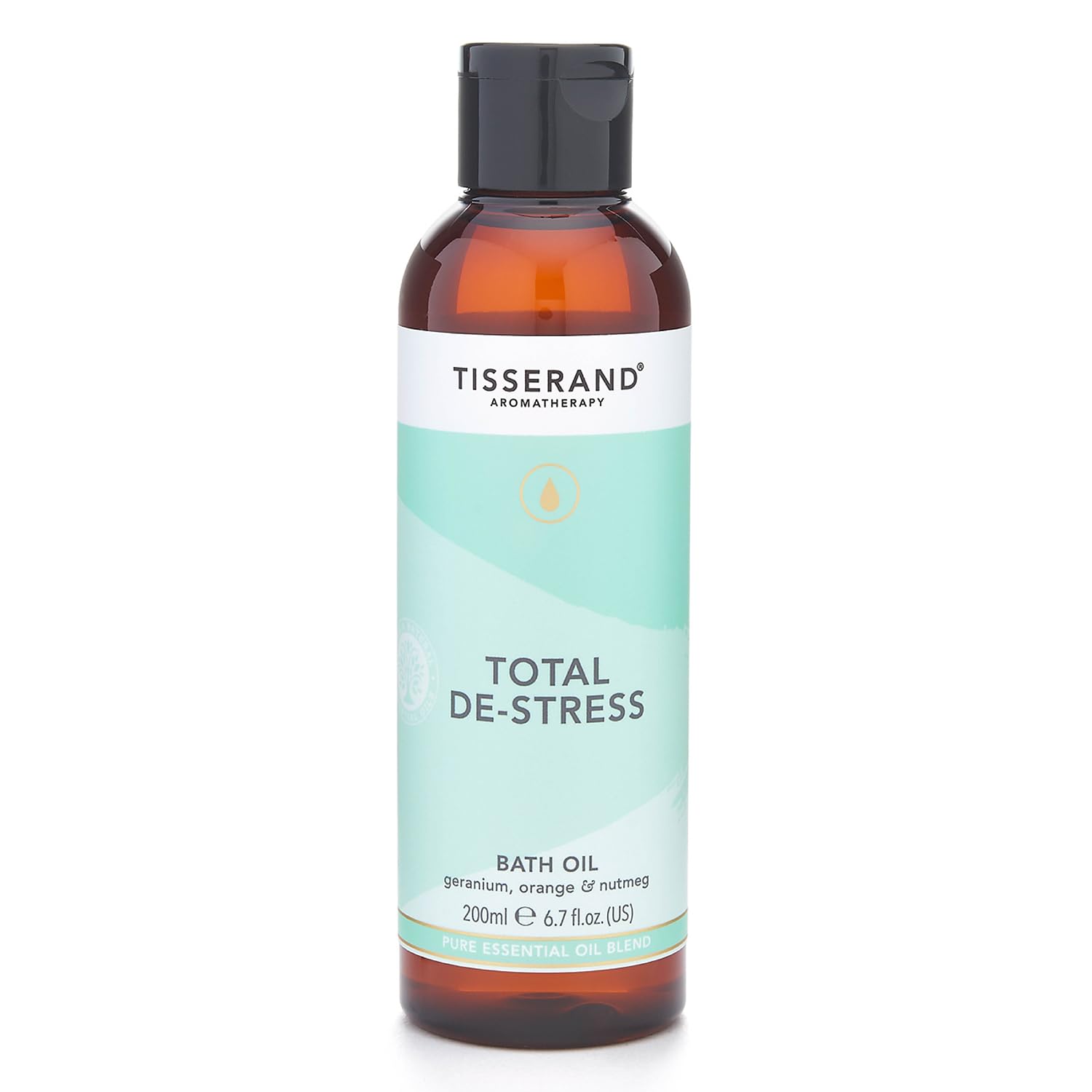 Tisserand - Total De-Stress - Aromatherapy Bath Oil - Orange, Geranium, Nutmeg Essential Oil - 100% Natural Pure Essential Oils - 200ml