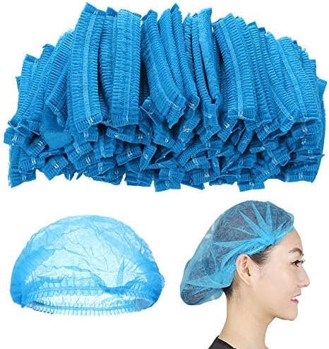 Gaddrt 100Pcs Disposable Shower Pleated Anti Non-Woven Paper Caps Salon Spa Hat Set (Blue)