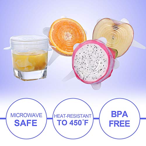 Silicone Stretch Lids, YINXN 9 Pack of Same Sizes Food Seal Lids Covers for Cups Small Bowls Cans Jars Fruits Vegetables (2.6 inch) - Thumbnail 4