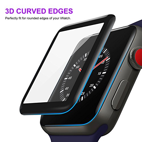 Celltronics iWatch 42mm Tempered Glass Screen Protector, [3D Full Coverage] [Anti-Scratch] [High Definition] for Apple Watch 42mm Series 3/2/1 (Black) - Thumbnail 2