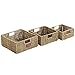 VonHaus Set of 3 Square Seagrass Storage Baskets with Insert Handles Ideal for Bathroom and Home Organization ,Brown ,Set of 3 Seagrass