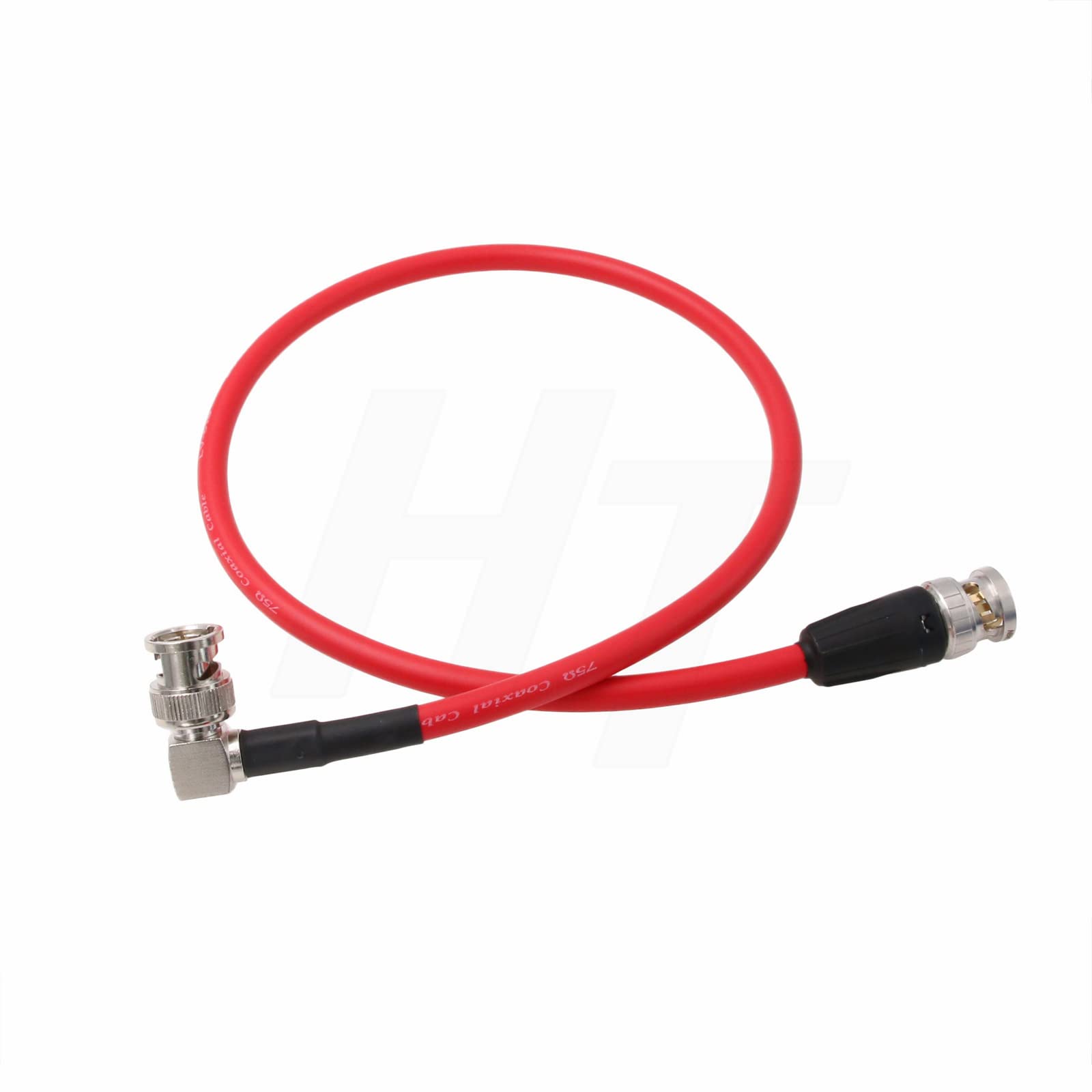 HangTon 12G SDI Raw 4K 60p Video Cable Right Angle to Straight BNC 75 ohm Coaxial Shielded for Sony Alexa DSMC2 Camera Blackmagic SmallHD Atomos Monitor (30cm, Red)