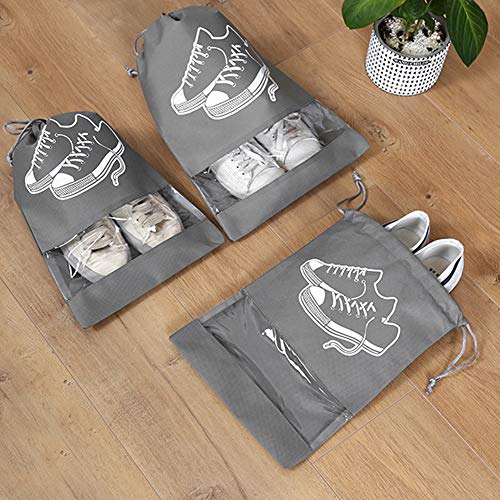 Portable Travel Shoe Bags Shoes Organizer Space Saving Storage Bag with Clear View Window for Men and Women (10 Pack, Medium)