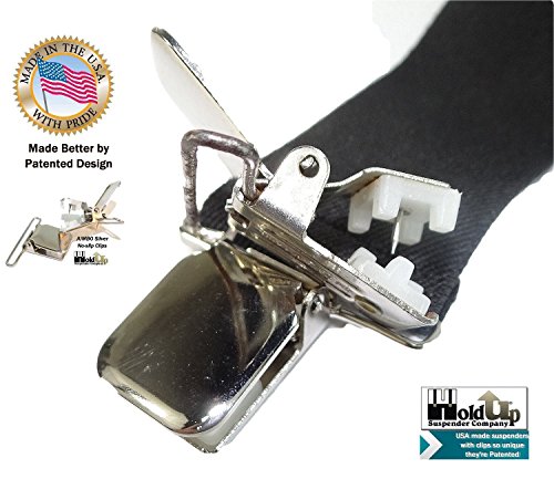 Holdup Suspender Company Brand 2" Wide XL Graphite Black Work Suspenders with Patented Silver Tone Jumbo No-slip Clips