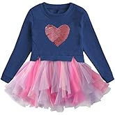 DXTON Girls Tutu Dresses Toddler Winter Long Sleeve Party Tulle Dresses for 2-12T