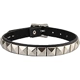 GelConnie Gothic Spike Studded Collar Necklace Punk Rock Genuine Leather Choker Collar Necklace for Women, Teens Girls, Sister