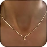 GRCLD Initial Necklaces for Women Dainty 14k Gold Plated Letter Necklace Trendy A-Z Pendant Choker Necklace Cute Name Personalized Fashion Jewelry Gift for Women Her