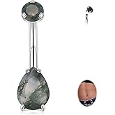 FUNLMO Belly Button Ring Titanium Belly Button Piercing 14G Floating Navel Piercing Jewelry Small Navel Ring Internally Threaded Belly Piercing Jewelry