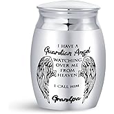 SBI Jewelry My Guardian Angel Grandpa Mini Urns for Human Ashes Family Grandpa Grandfather Grandpapa Memorial Cremation Keepsake Stainless Steel 1.6"