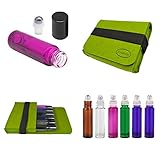 Premium Refillable Empty Roller Bottle Set Include 6 Piece 10ML Roller Bottle 1x Green Carring Case and DIY Your Own Blend (Mix 6)