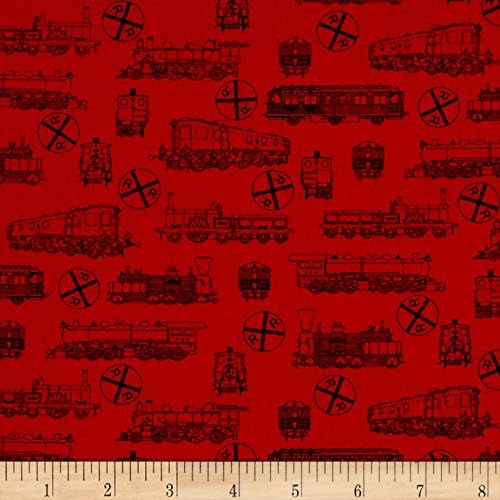 A Ticket To Ride Small Trains Red Fabric By The Yard