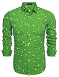 Coofandy Mens Fashion Slim Fit Turn Down Collar Long Sleeve Star Print Casual Shirts