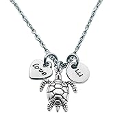 Turtle Gifts, Turtle Charm Necklace, Personalized Turtle Jewelry, Custom Initial Turtle Pendant for Women, Turtle Accessories