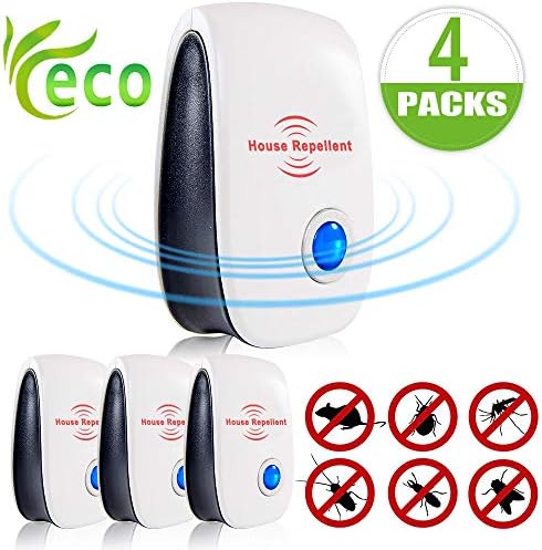 KOEPUO Ultrasonic Pest Repellent, Plug In Pest Repeller Electronic Pest Control for Roaches, Bugs, Ants, Spiders, Fleas, Mice, Mosquitoes and Other Insects Rodents, Non-toxic Eco-Friendly (4 Pack)