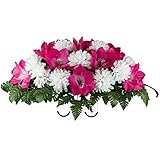 Beauty Amaryllis and White Mum Mix Artificial Saddle Arrangement (SD2132)