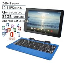 RCA Viking Pro Blue Edition 10.1-Inch Touchscreen 2 In 1 Tablet Laptop (Quad-Core Processor, 32G storage, Detachable Keyboard, Free Office Moblie APP, IPS Display, Android 5.0 Lollipop)