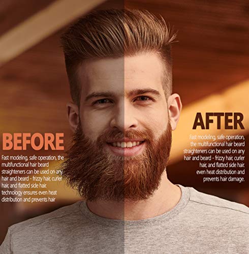 2020 Beard Straightener for Men - Petite Beard Straightening Comb - Mens Heated Beard Brush Straightener With Ionic Effect