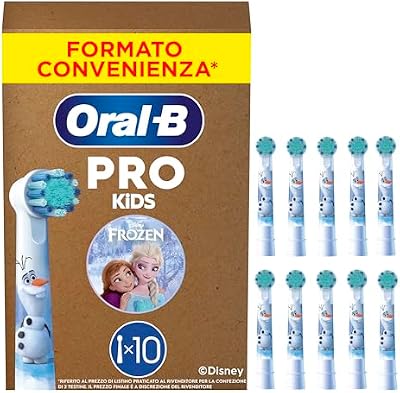 PRO Testina Spazzolino Elettrico Per Bambini dai 3 anni in su, Con Disney Frozen, Setole Extra Morbide, Bianco, Confezione Da 10